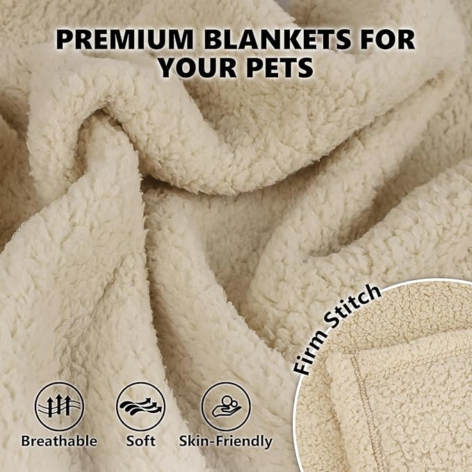 furrybaby 1 Pack 2 Puppy Blankets for Small Dogs Super Soft Premium Sherpa Pet Calming Blankets for Cat Bed Couch Car and Indoor Washable Fleece Dog Blankets(24"x32", Grey&Beige)