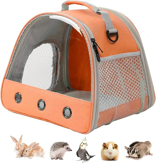 Guinea Pig Carrier Backpack, Clear Bubble Window Backpack for Guinea Pig, Bunny Rat Bird (Orange, Carrier)