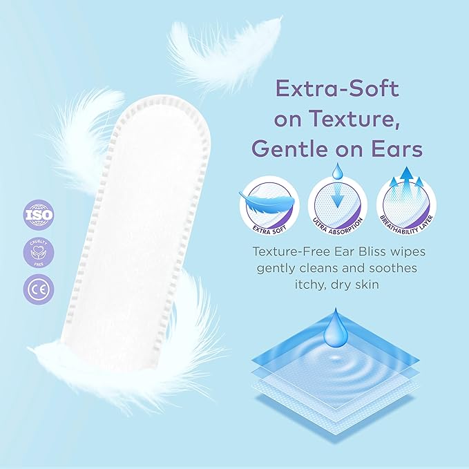 Dog Ear Cleaner Wipes - Cleanser for Dogs - Ear Itching, Dissolves Wax, Dirt & Odor with Coconut Oil & Aloe Vera (50 Finger Wipes)