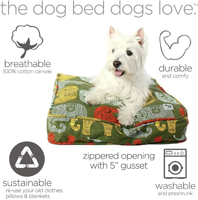 Molly Mutt Washable Dog Bed Cover, Cotton Dog Bed Cover, Elephant Parade, Medium/Large, 27 Inch