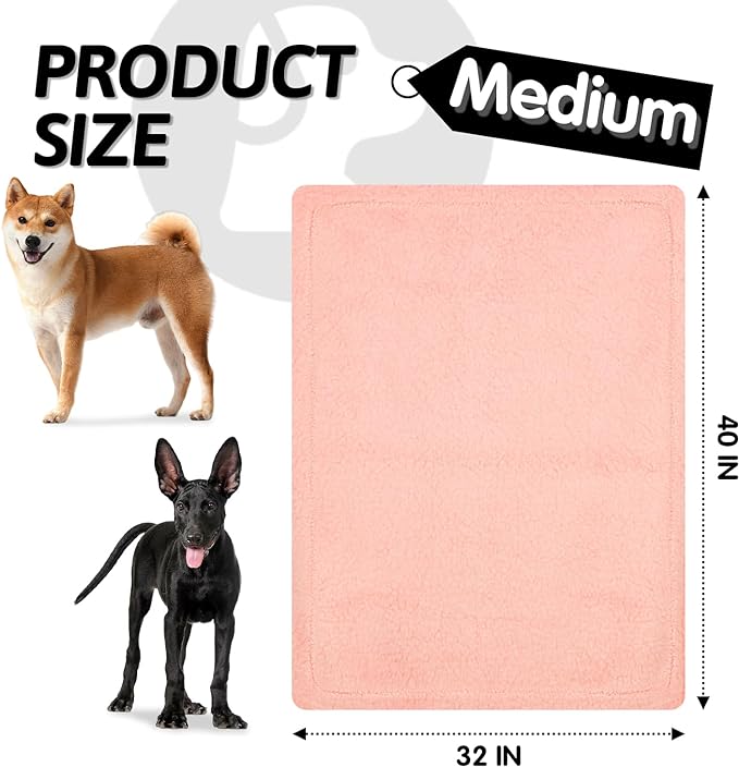 furrybaby Dog Blanket Soft Dog Blankets for Large Dogs Puppy Essentials Washable Sherpa Fleece Cat Blanket 32x40 Inches for Bed Furniture Couch Sofa (Medium, Pink)
