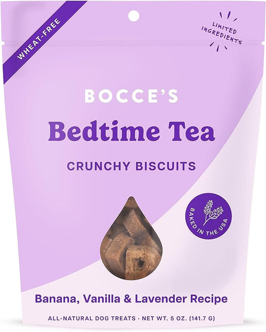 Bocce's Bakery Oven Baked Bedtime Tea Treats for Dogs, Wheat-Free Everyday Dog Treats, Made with Real Ingredients, Baked in The USA, All-Natural Biscuits, Banana, Vanilla, & Lavender, 5 oz