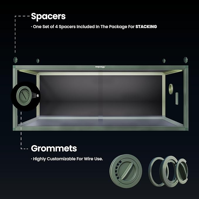 85 Gallon Reptile Tank, Front Opening Snake Tank for Easy Maintenance, Reptile Enclosure with Top Screen Ventilation 48''x24''x18''