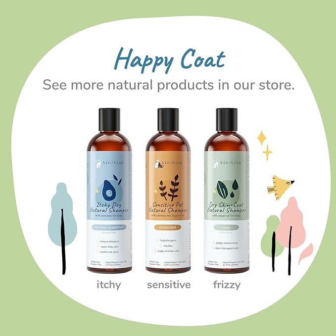 kin+kind Lavender Oatmeal Pet Shampoo + Conditioner for Itchy Dogs and Cats - Oatmeal Shampoo for Dogs and Cats, Conditioner for Dogs and Cats - Pet Natural Shampoo Plus Conditioner (Bundle)