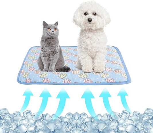 NACOCO Pet Cooling Mat Cat Dog Cushion Pad Summer Cool Down Comfortable Soft for Pets and Adults (S,Blue)