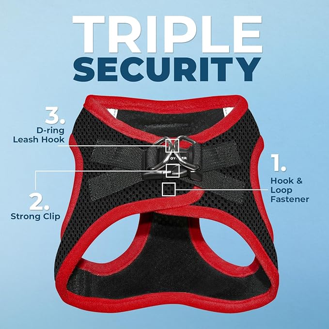 Voyager Step-in Air Dog Harness - All Weather Mesh Step in Vest Harness for Small and Medium Dogs by Best Pet Supplies - Red Trim, M