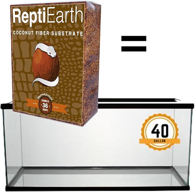 ReptiEarth Reptile Bedding, Fluffy Coconut Fiber Substrate 36 Quart Organic Coco Ready to Use for Bioactive Snake Terrarium, Lizard Tanks with Plants, for Frog, Tarantula or Hermit Crab Habitat (4 Pk)