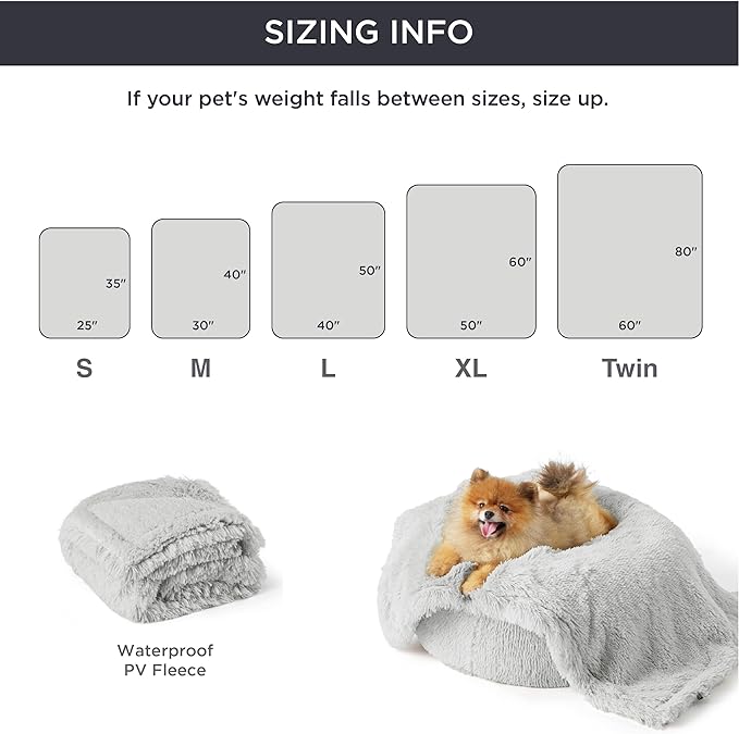 Bedsure Waterproof Dog Blankets for Large Dogs - Calming Cat Blanket for Couch Protector Washable, Long Faux Fur Pet Throw Blanket for Puppy, Reversible Furniture Protection, 40"x50", Light Grey