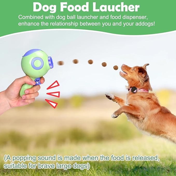 Mity rain Dog Toys Food Launcher, Interactive Dog Treat Toy Dispenser with LED Light, 2 in 1 Dog Ball Thrower Launcher for Cats Dogs Indoor & Outdoor Exercise Training Playing Green