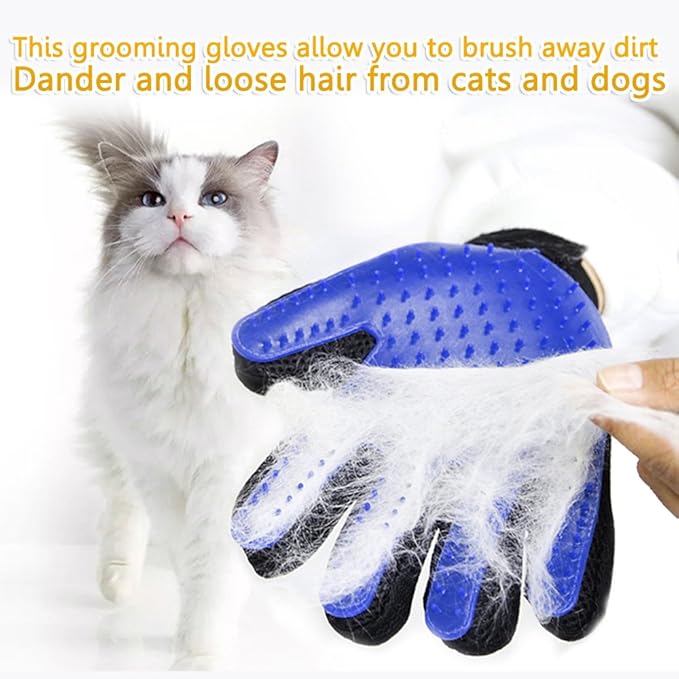 1 Pair Pet Grooming Glove,Gentle Deshedding Brush Glove Hair Remover Brush for Dogs,Cats & Horses with Long & Short Fur