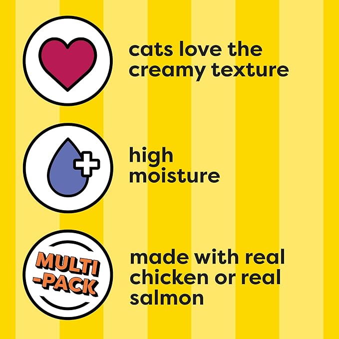 Temptations Creamy Puree Squeezable Lickable Wet Cat Treat Variety Pack, 0.42 oz. Tubes, Pack of 16