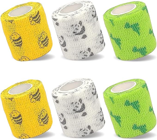 6 Pack Vet Wrap Self Adhesive Bandage Wrap, 2 Inch Self Adherent Bandage Tape Breathable Vet Wrap, Non Woven Cohesive Bandage for Dog Cat Horse Pet Animals