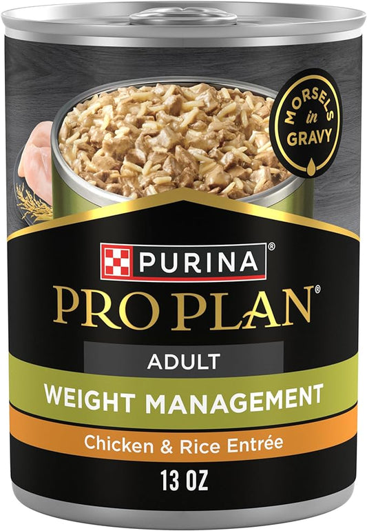 Purina Pro Plan Weight Management Chicken and Rice Entree Morsels in Gravy Wet Dog Food - (Pack of 12) 13 oz. Cans