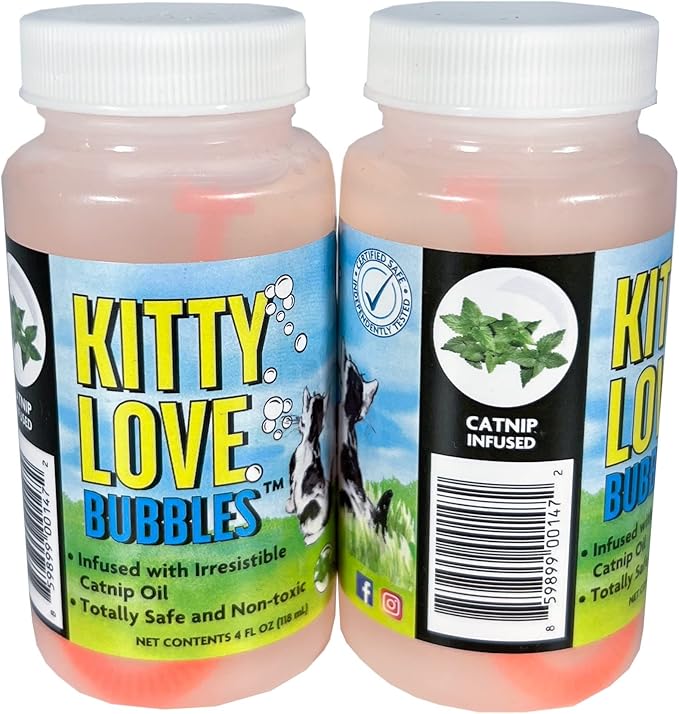 Kitty Love Bubbles, Catnip Scented Bubbles 4oz. Bottle-2 Pack for Cats