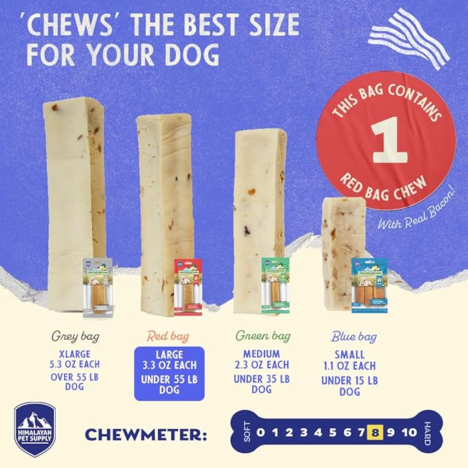 Himalayan Dog Chew Original Yak Cheese Dog Chews, 100% Natural, Long Lasting, Gluten Free, Healthy & Safe Dog Treats, Lactose & Grain Free, Protein Rich, Large, Dogs 65 Lbs & Smaller