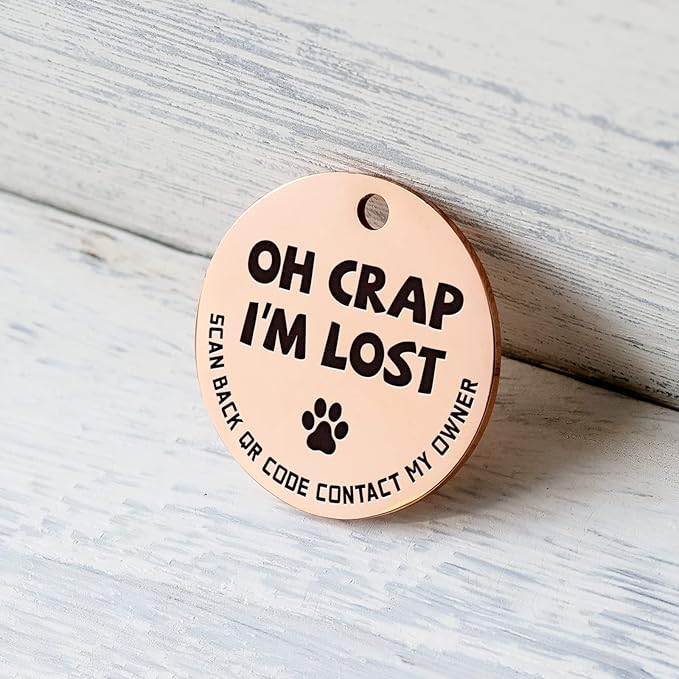 MYLUCKYTAG Stainless Steel QR Code Pet ID Tags Cat Tags - Pet Online Profile - Scan QR Receive Instant Pet Location Alert Email