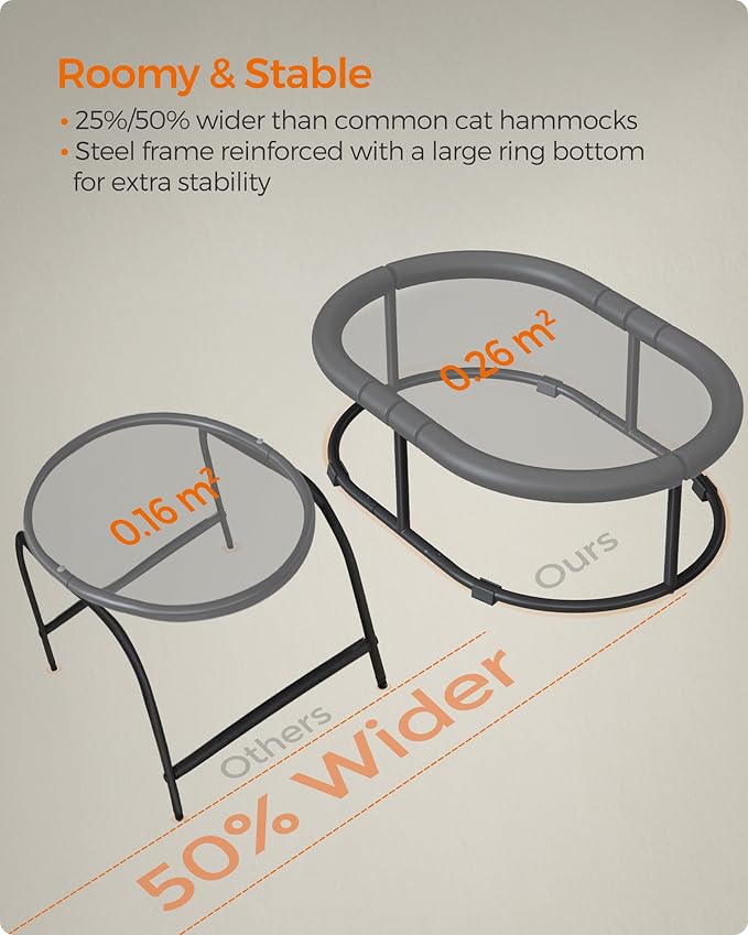 Feandrea Pet Bed, Elevated Cat Bed for Large Cats, Dog Bed for Small Dogs, with Removable Washable Mesh, for Pets up to 28 lb, Oval, Gray UPCB002G01