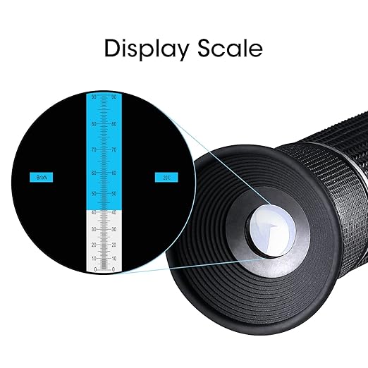 Brix Meter Refractometer 0~90%, Handheld Brix Refractometer, High Accurate Brix Measurement Tool with ATC for Fruit, Beverages&Juice, Honey, Maple Syrup, Molasses and Other Sugary Drink