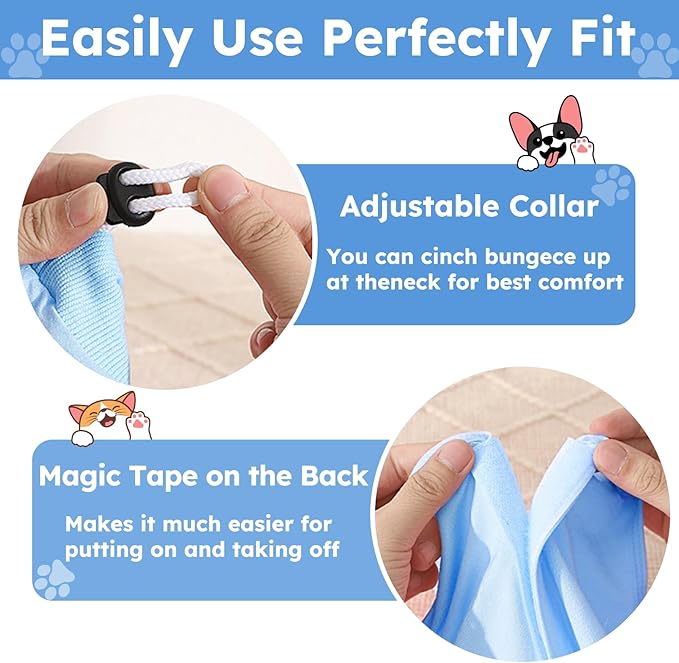 Cat Recovery Suit, Kitten Surgical Bodysuit for Abdominal Wound Anti Licking After Surgery, Pet Surgical Recovery Snugly Suit Cat Spay Recovery Suit Female for Small Male Female Cats Blue L