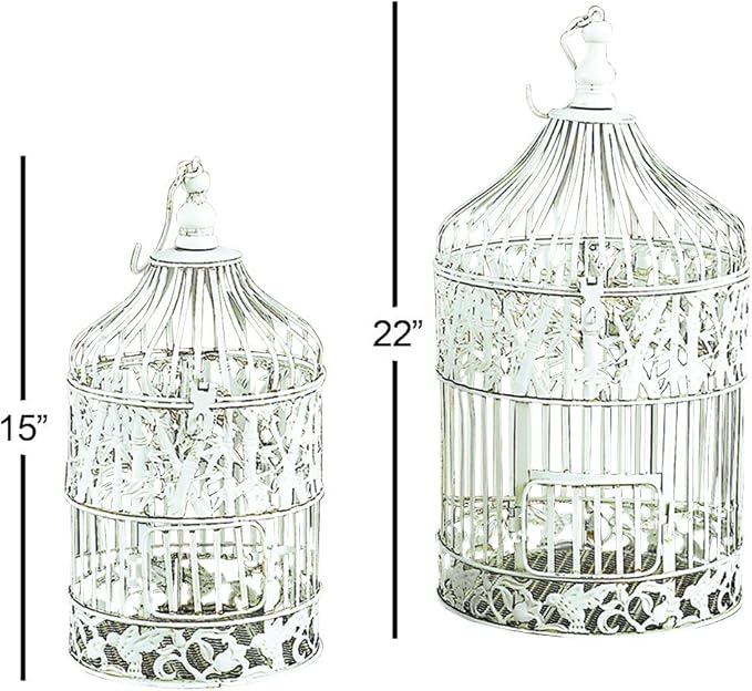 Deco 79 82677 Birdcage, 15", 18"H, White
