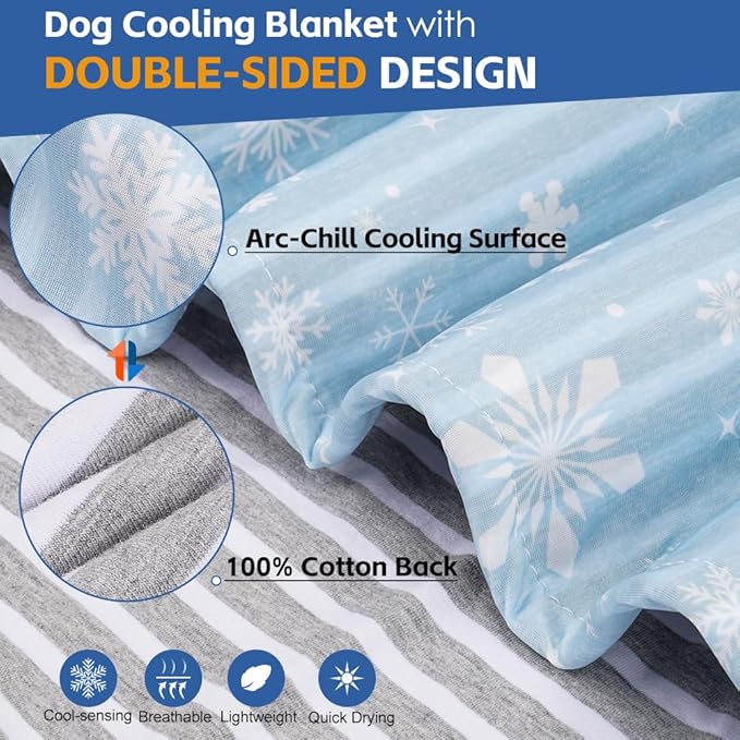 Dog Cooling Blanket Lightweight Self Cooling Blanket Bed Cover for Small Medium Dogs Washable Dog Cat Summer Blanket &Ice Silk Cooling Pet Blanket for Bed Cover Couch Sofa(Blue) S