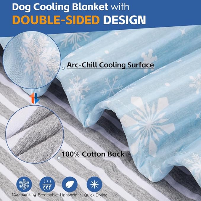 Dog Cooling Blanket Lightweight Self Cooling Blanket Bed Cover for Small Medium Dogs Washable Dog Cat Summer Blanket &Ice Silk Cooling Pet Blanket for Crate&Kennel Sofa Blue M