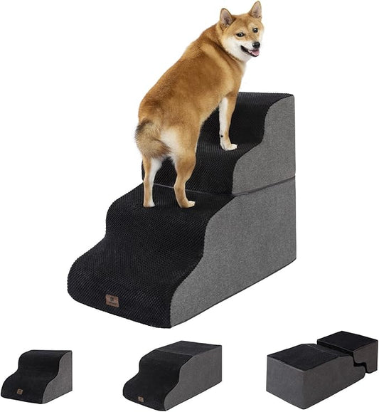 Dog Stairs Ramp for High Beds and Couch,Curved Dog Steps for Small Dogs and Cats Pet Stairs Non-Slip Balanced Portable Pet Step Indoor, 4 Steps, Black