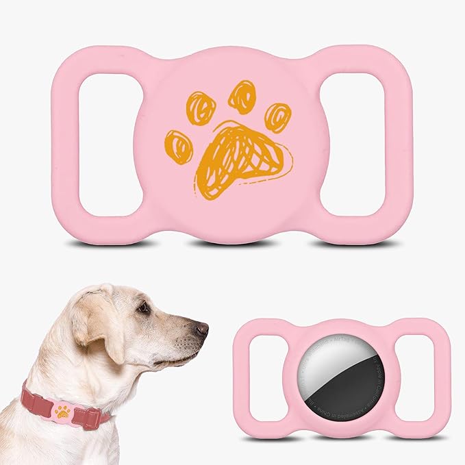 Png Silicone Airtag Holder for Dog Collar - 2 Pack | Serving as a Dog GPS Tracker Case | Holder for AirTag Dog Collar | Waterproof Airtag Holder | Dog Apple Airtag Holder | Secure Dog Tracker (Pink)