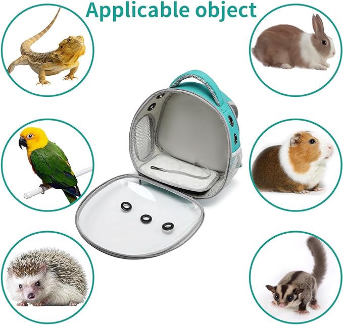 Portable Travel pet Backpack Carrier Hamster Bag Guinea Pig Bird small dog cat Backpack Turtle Carrier Rabbit Cage Rabbit Guinea Pig Squirrel Bearded Dragon Breathable Hangbag(green)