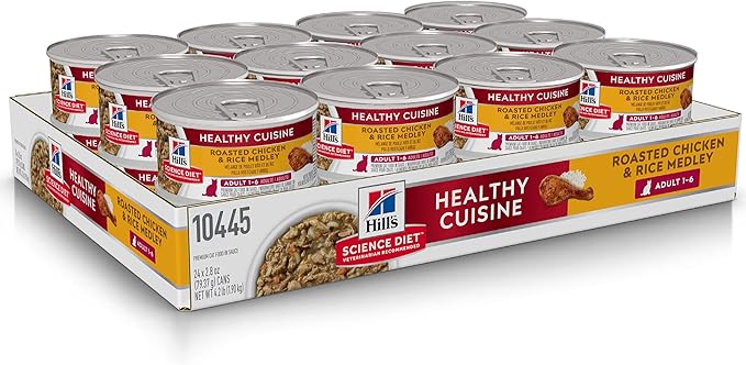 Hill's Science Diet Healthy Cuisine, Adult 1-6, Great Taste, Wet Cat Food, Roasted chicken & Rice Stew, 2.8 oz Can, Case of 24