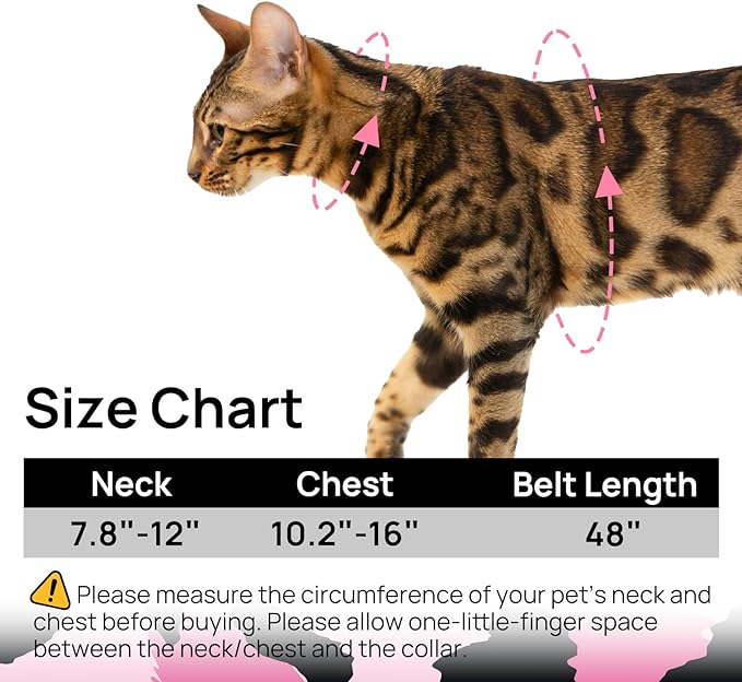 Cat Harness and Leash Set - Escape Proof Adjustable Cat Harness, Comfortable Soft Lightweight, Use Safe & Easy, Walking Travel Kitten Harness for Small Medium Large Cats (Barbie Pink)