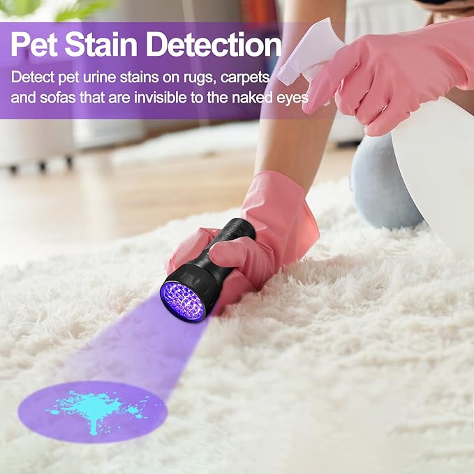 Black Light UV Light Flashlight, 21 LED 395nm Ultraviolet Blacklight Flashlight Mini Pet Urine Detector for Dog/Cat, Dry Stains, Resin Curing, Matching with Pet Odor Eliminator(Batteries are Included)