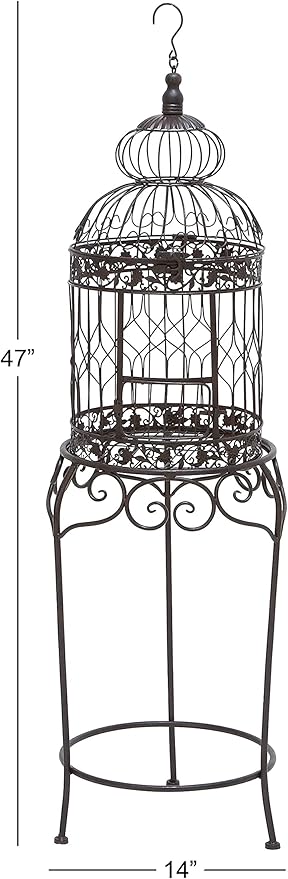 Deco 79 55122 Benzara Victorian Style Bird Cage, 47" H/14 W, Black