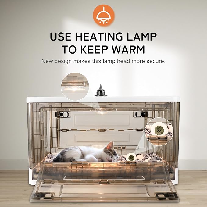 Puppy Incubator - Puppy Incubator with Heating,Incubator for Newborn Puppies and Kittens,Kitten Incubator,Incubator for Puppies with Puppy Bed Mat 55L