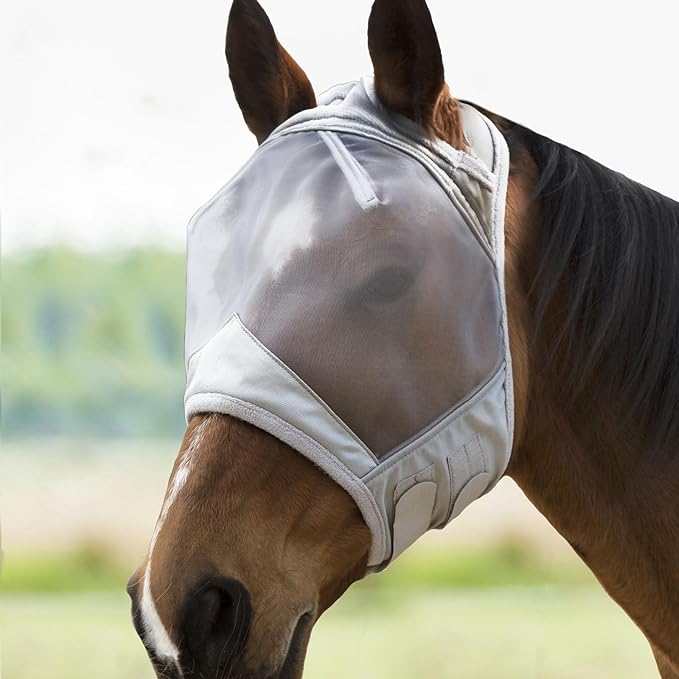 Harrison Howard CareMaster Horse Fly Mask Standard Moonlight Silver Medium Cob