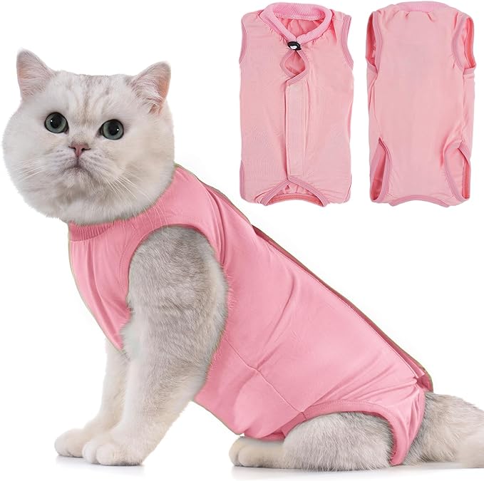 Avont Cat Recovery Suit - Kitten Onesie for Cats After Surgery, Cone of Shame Alternative Surgical Spay Suit for Female Cat, Post-Surgery or Skin Diseases Protection -Pink(S)