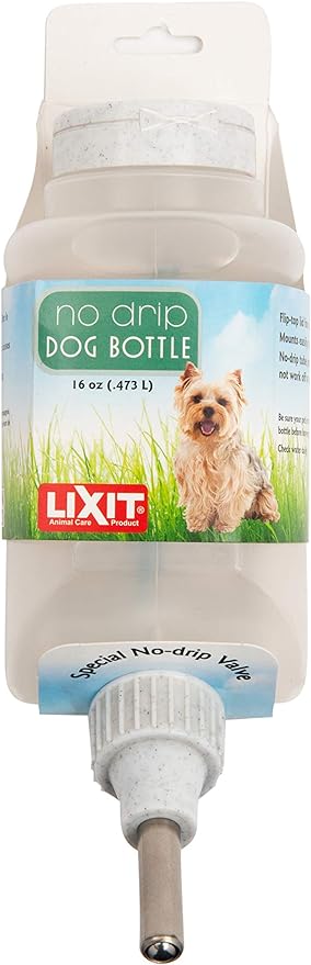 Lixit Top Fill NO-Drip Water Bottles for Dogs. (16 FL Oz (Pack of 1), White)