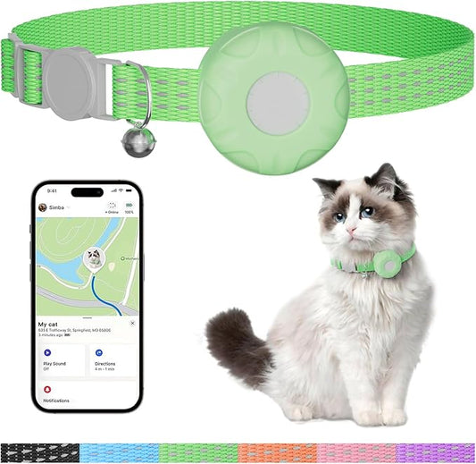 Cat Tracker,Pet Tracker for Cats (Only iOS),Waterproof Tracker Cat Collars with Safety Elastic Buckle,Works with Any Collar,No Monthly Fee,Compatible with Apple Find My App