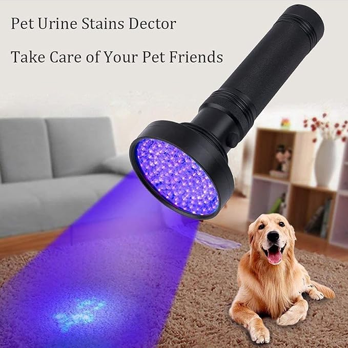 UV Black Light Flashlight - Powerful 100 LED Blacklight Flashlights for Pet Urine Detection, Dog Stain, Scorpion, Resin Curing, Counterfeit Money Bed Bugs, Carpet Odor Eliminator Remover