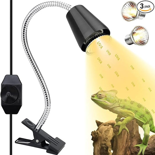 Reptile Heat Lamp,UVA/UVB Reptile Light,360° Rotatable Clip,Turtle Heating Lamp with Clamp,Reptile Basking Light for Reptiles Bearded Dragon Turtle Snake, E27 110V