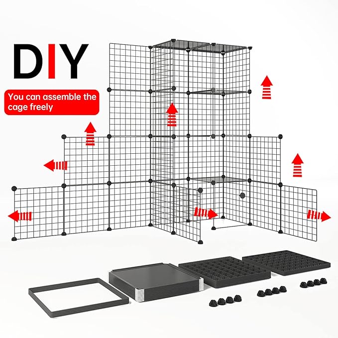 Outdoor Cat House Cat Cages Enclosure with Super Large Enter Door, Balcony Cat Playpen with Platforms,DIY Kennels Crate Large Exercise Place Ideal for 1-4 Cats