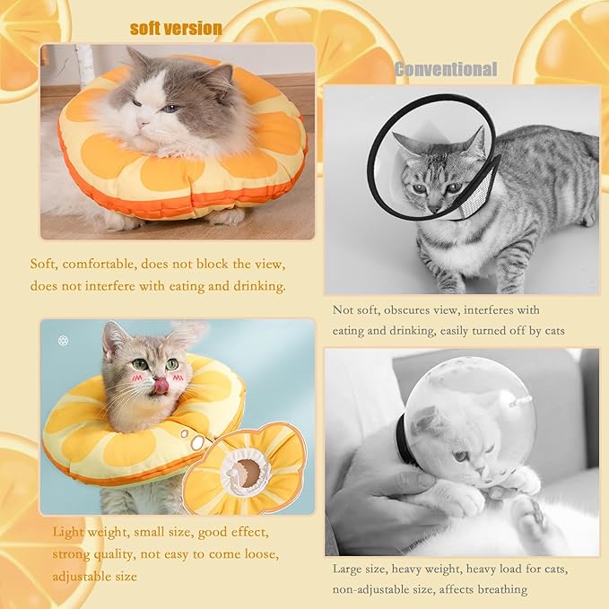 Cat Recovery Soft Collar.Waterproof Soft Recovery Cone Collar. Anti-bite and Anti-Lick Wound Healing Safe Adjustable Elizabethan Collar.(M)