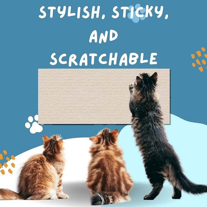 Cat Scratch Mat (Beige,10 Pack), 23.6’’ x 11.8’’ Cat Wall Stracther, Versatile Self-Adhesive Replacement Easy Use for Cat Trees, Cat Wall Furniture, Scratching Posts, and Couch Protection