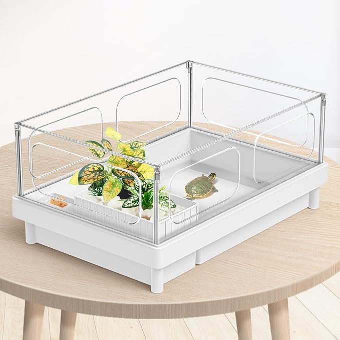 Reptile Artificial Plants, Terrarium Plants Decorations Supplies, Aquarium Fish Tank Plant, Amphibian Habitat Hideout Tank Accessories (M Set-2pcs/C)