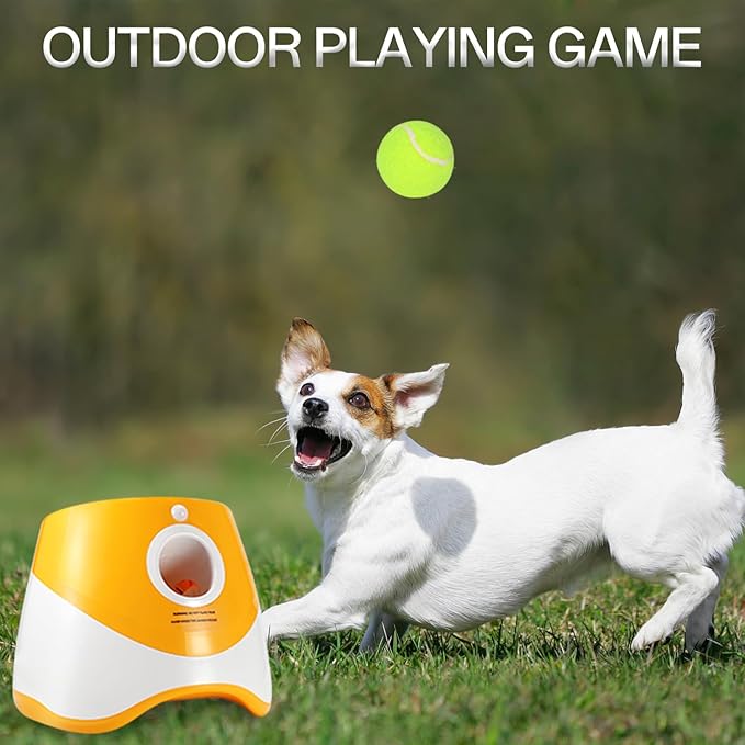 Automatic Dog Ball Launcher - Dog Fetch Machine for Small Sized Dogs,3 Launch Distances, Ball Launcher for Dogs with 12 Balls, Rechargeable Ball Thrower for Dogs (Orange)