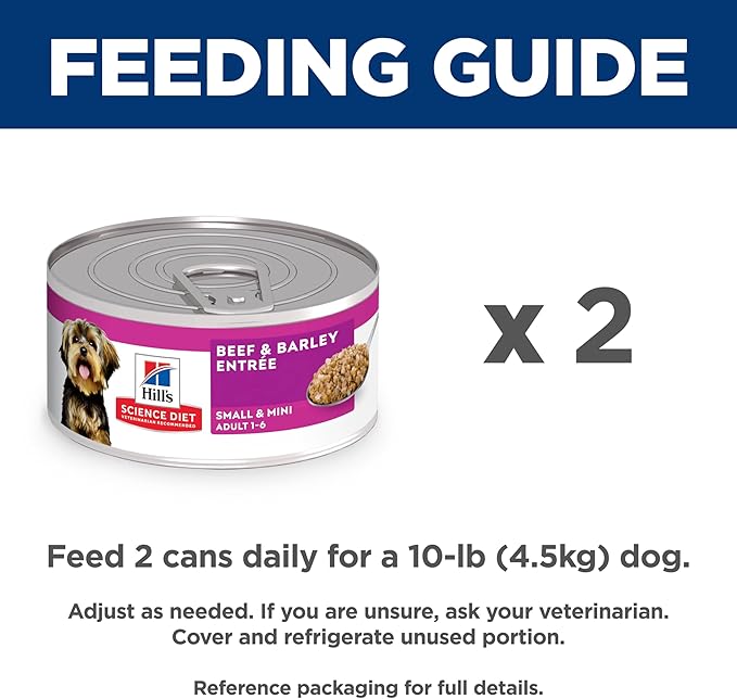 Hill's Science Diet Small & Mini, Adult 1-6, Small & Mini Breeds Premium Nutrition, Wet Dog Food, Beef & Barley Loaf, 5.8 oz Can, Case of 24