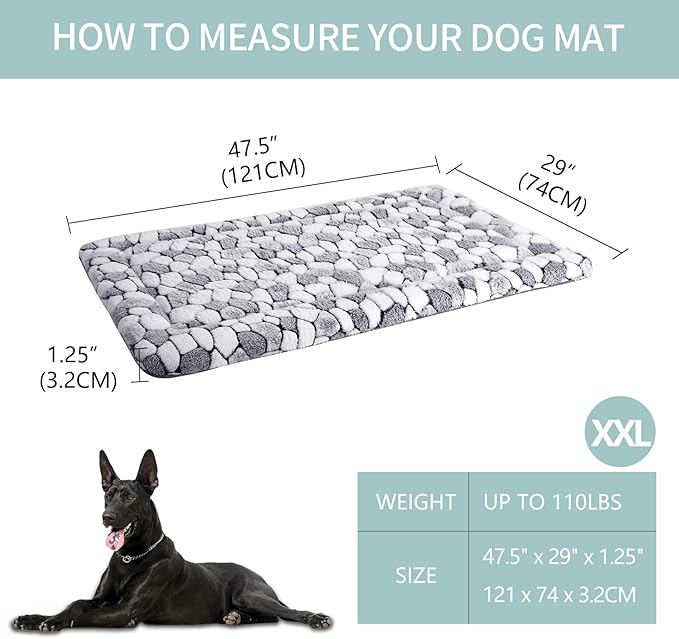 VANKEAN Dog Crate Pad Bed Mat Reversible (Warm & Cool), Soft Pet Sleeping Mat Dog Bed for Crate Suitable for Small to XX-Large Dogs and Cats, Machine Washable Crate Beds, Grey Stone Pattern