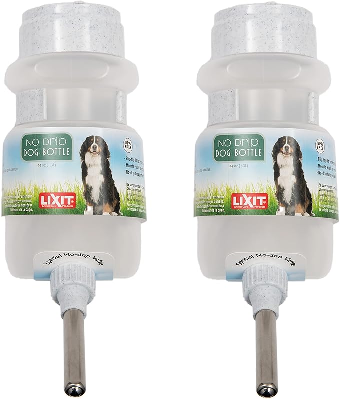 Lixit Top Fill NO-Drip Water Bottles for Dogs. (44 FL Oz (Pack of 2), White)