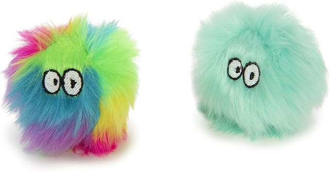 SmartyKat (2 Count Fuzzy Friends Plush Catnip Ball Cat Toys - Rainbow/Turquoise, 2 Count