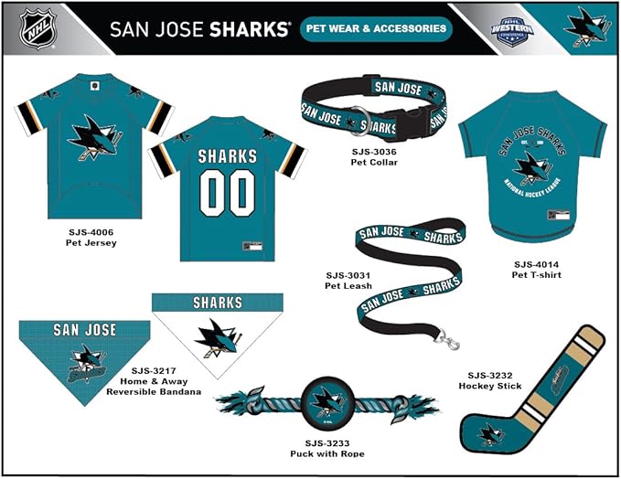 Pets First NHL SAN Jose Sharks Leash for Dogs & Cats, Medium. - Walk Cute & Stylish! The Ultimate Hockey Fan Leash!, 4 ft Long x 0.62 in Width, SJS-3031-MD